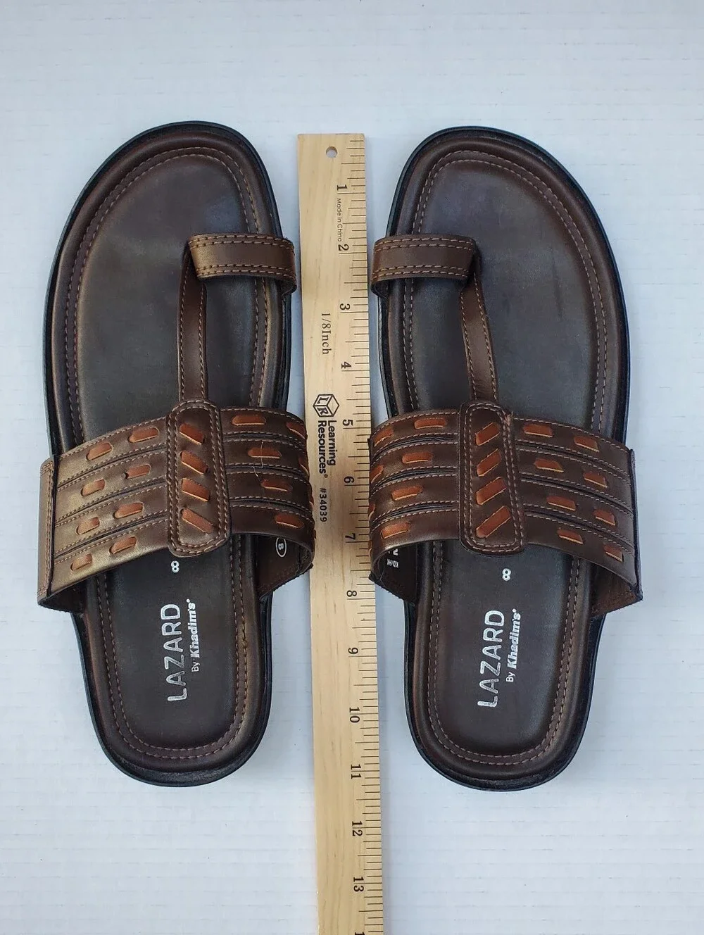 LAZARD by Khadim's Mens UK 8 US 9 Brown Kolhapuri Sandals Toe Loop India Casual